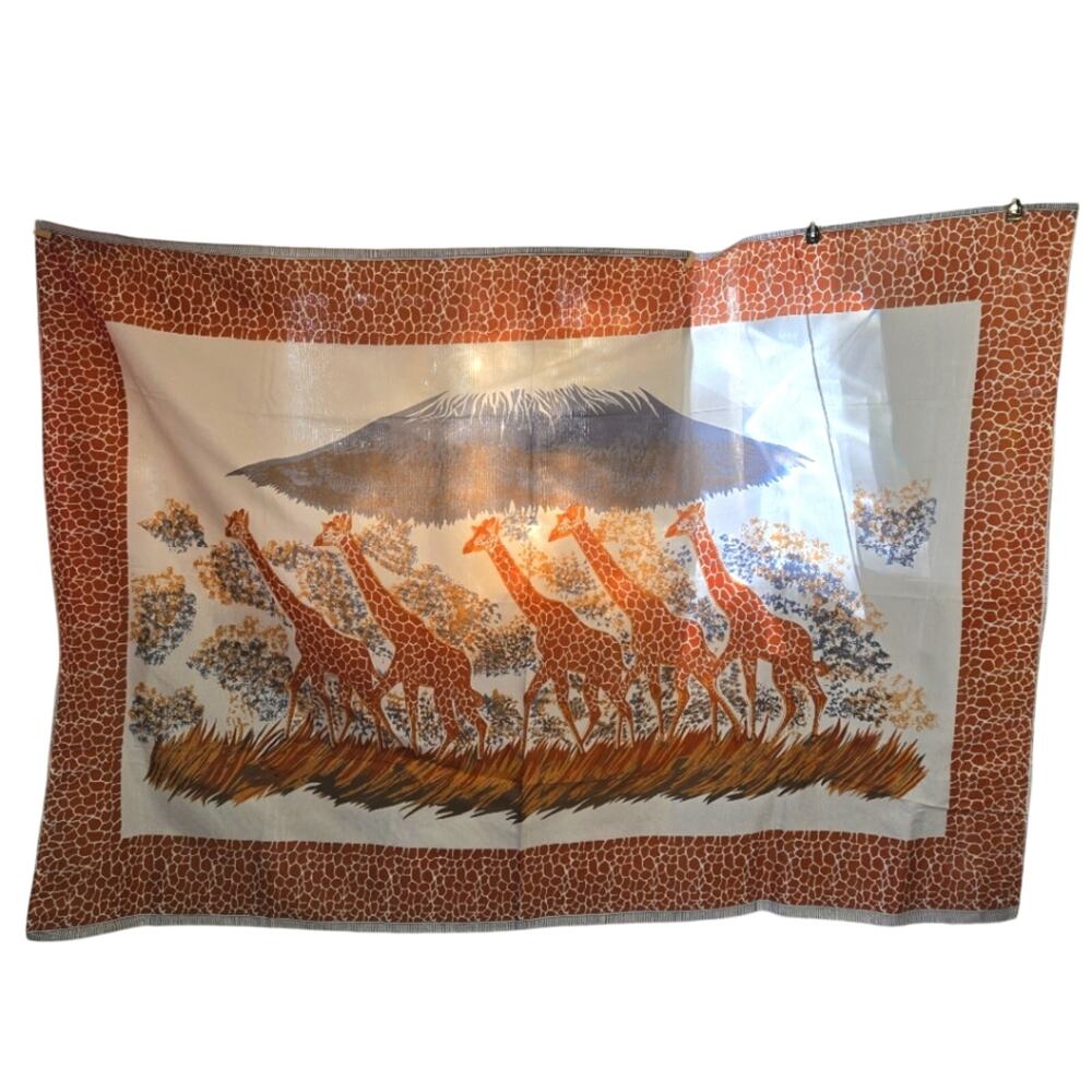 Vintage Giraffe/Safari Tapestry/Wall Hanging- Mt. Kilimanjaro Scene [0134]